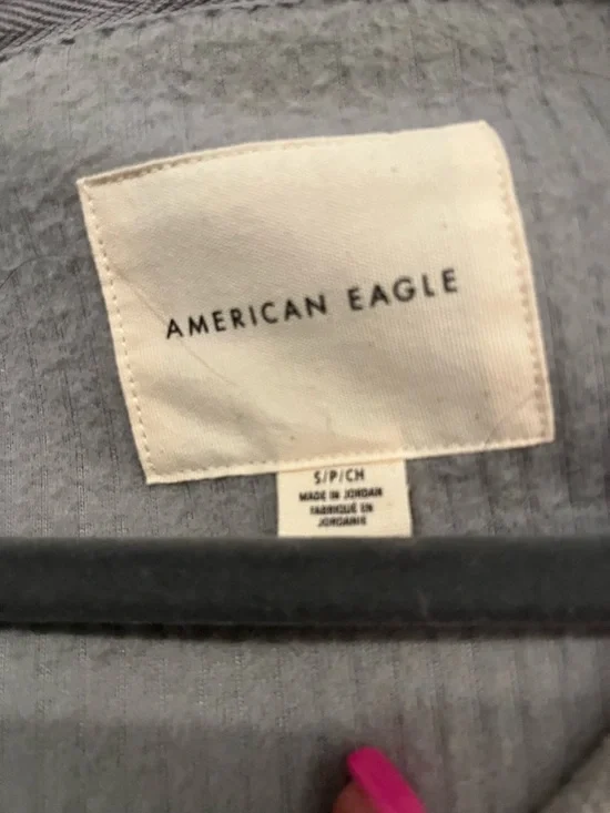 American Eagle Light Gray Sherpa-Lined Button Jacket - Picture 3 of 4